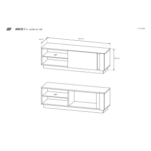 Stolik RTV Arco 138 Biały + Dąb Grandson + Biały połysk