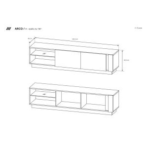 Stolik RTV Arco 187 Biały + Dąb Grandson + Biały połysk