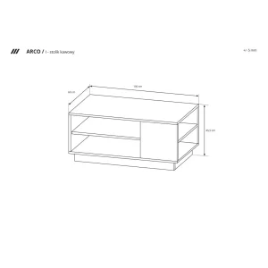 Stolik Kawowy Arco Biały + Dąb Grandson + Biały połysk