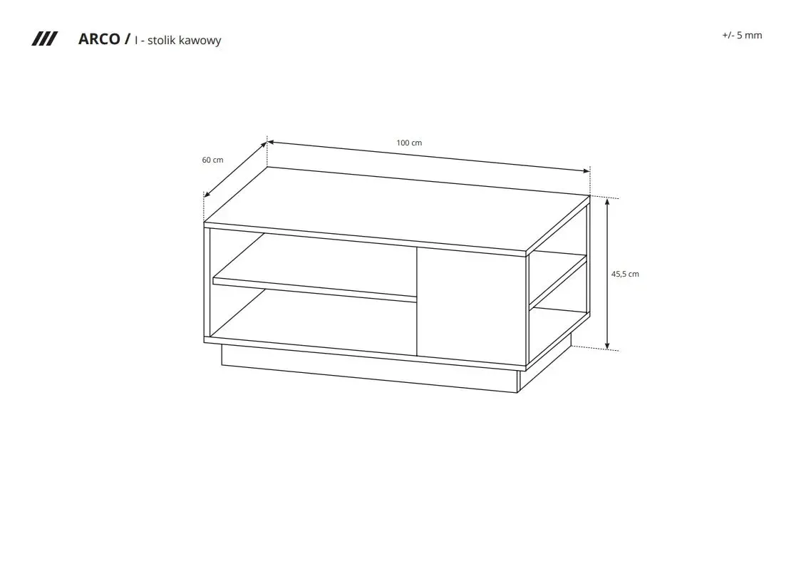 Stolik Kawowy Arco Biały + Dąb Grandson + Biały połysk