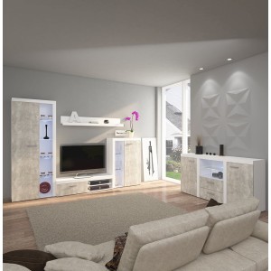 Meblościanka Rumba Biały + Beton Jasny