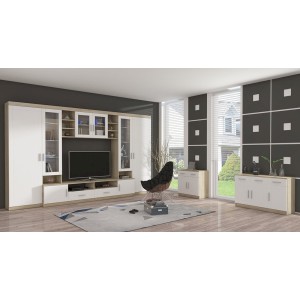 Meblościanka Paris Dąb Sonoma + Biały