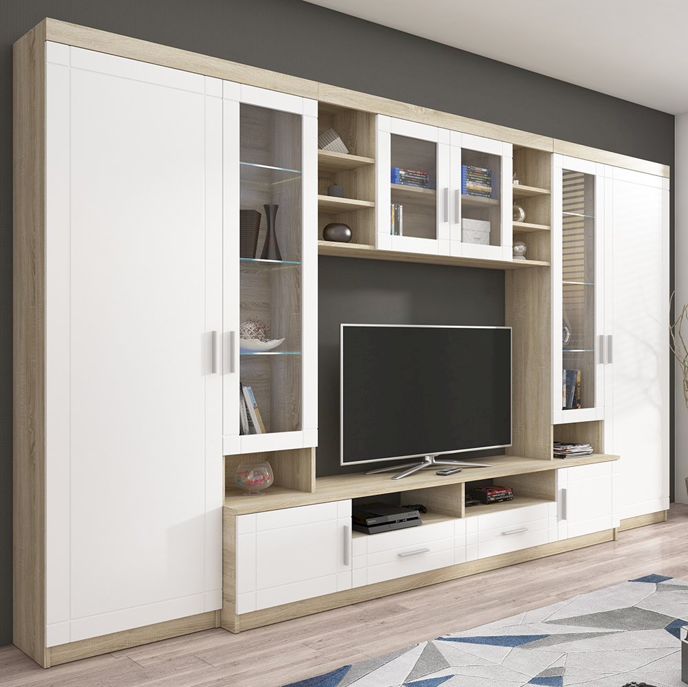 Meblościanka Paris Dąb Sonoma + Biały