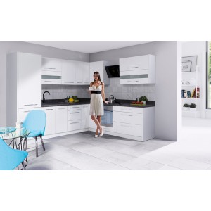 Meble kuchenne Creativa zest. Podstawowy z zabudową Lodówki Biały Połysk