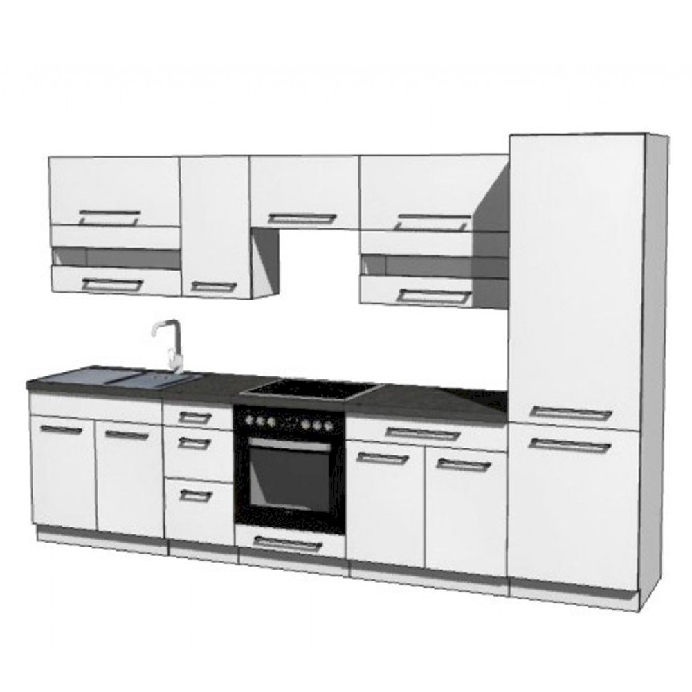 Meble kuchenne Creativa zest. Podstawowy z zabudową Lodówki Biały Połysk