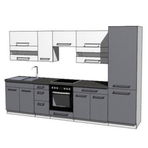 Meble kuchenne Creativa zest. Podstawowy z zabudową Lodówki Szary Połysk