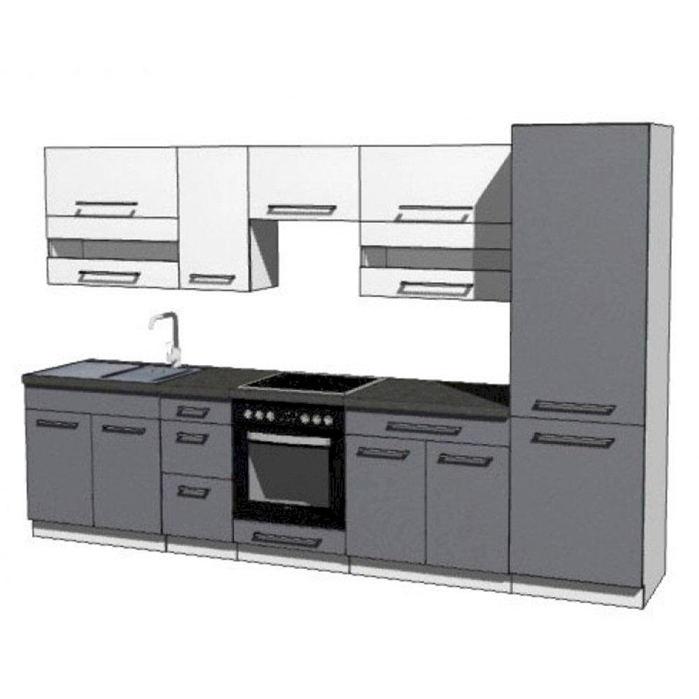 Meble kuchenne Creativa zest. Podstawowy z zabudową Lodówki Szary Połysk