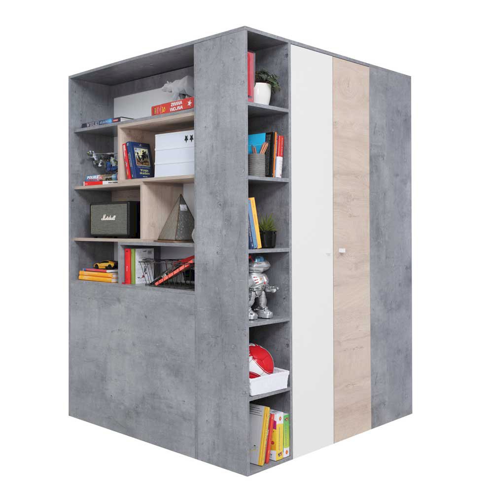 Garderoba Sigma SI1 Biały + Beton + Dąb