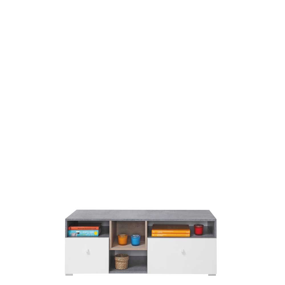 Szafka RTV Sigma SI9 Biały + Beton + Dąb