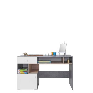 Biurko Sigma SI10 Biały + Beton + Dąb