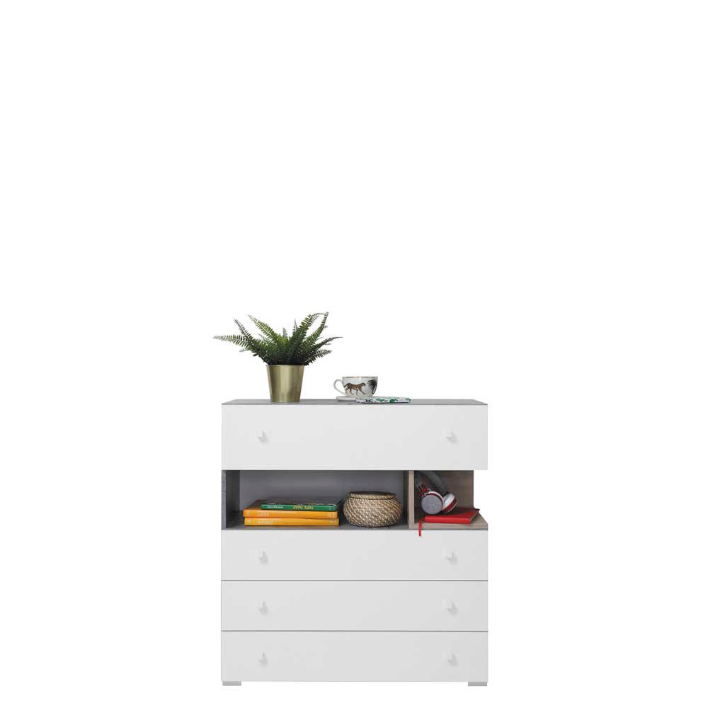 Komoda Sigma SI11 Biały + Beton + Dąb