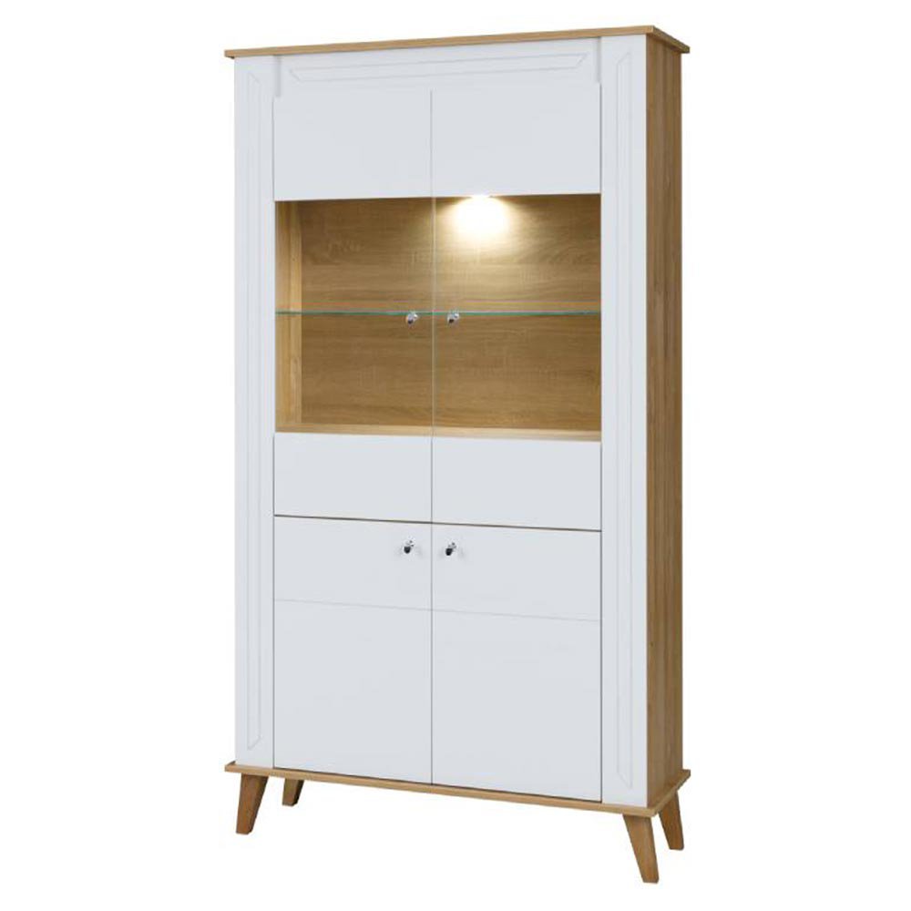 Witryna Sonia SN3 Biały Połysk + Dąb Grand