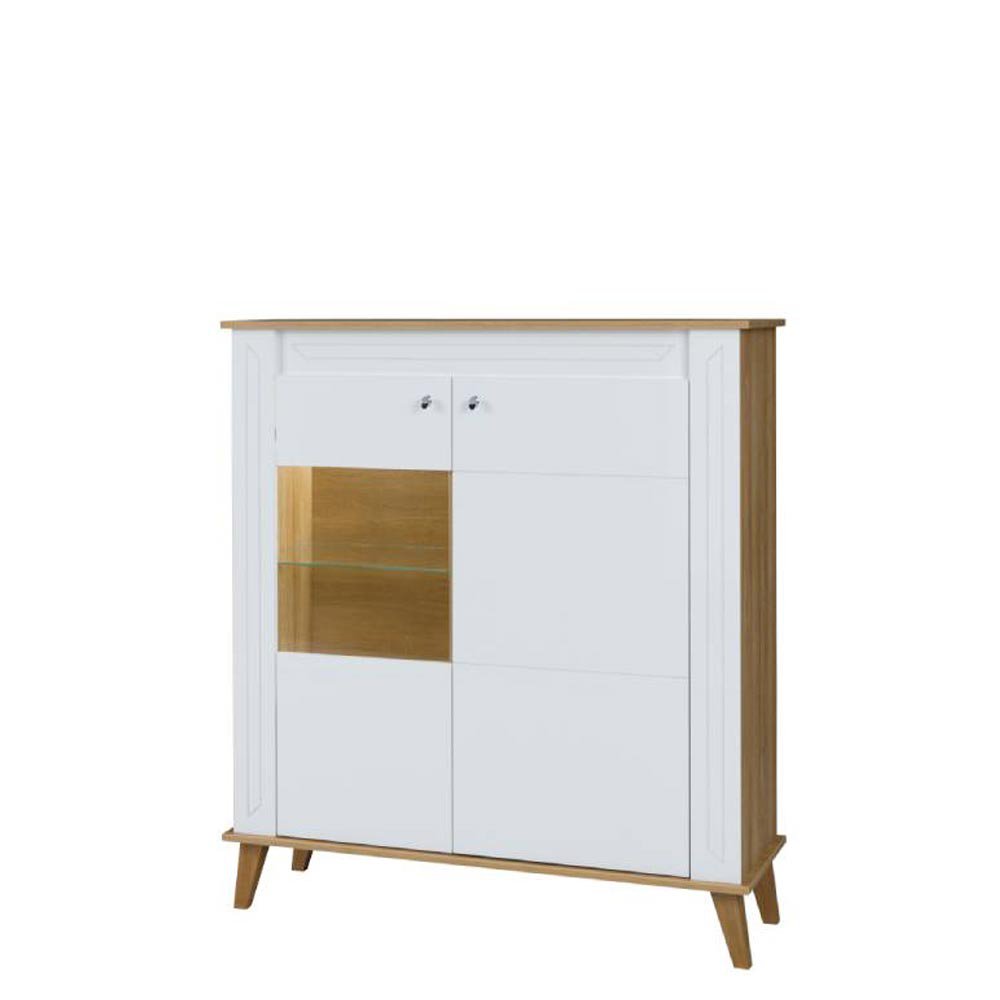 Komoda Sonia SN6 Biały Połysk + Dąb Grand