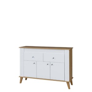 Komoda Sonia SN9 Biały Połysk + Dąb Grand