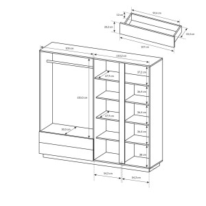 Szafa Arco 220 Biały + Dąb Grandson + Biały połysk