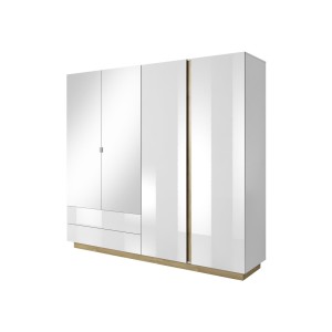 Szafa Arco 220 Biały + Dąb Grandson + Biały połysk