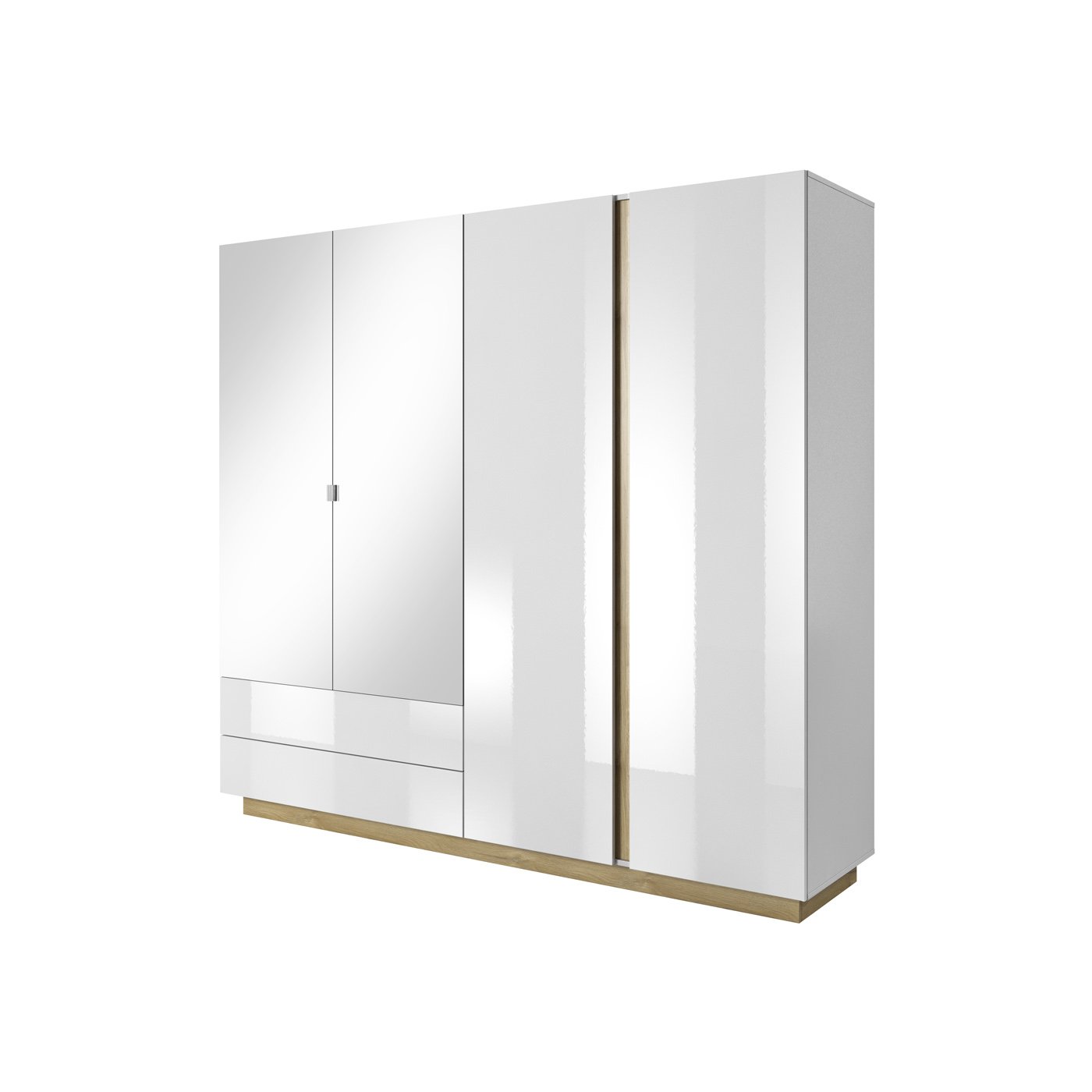 Szafa Arco 220 Biały + Dąb Grandson + Biały połysk