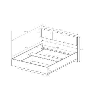 Łóżko Arco 160x200 Biały + Dąb Grandson + Biały połysk