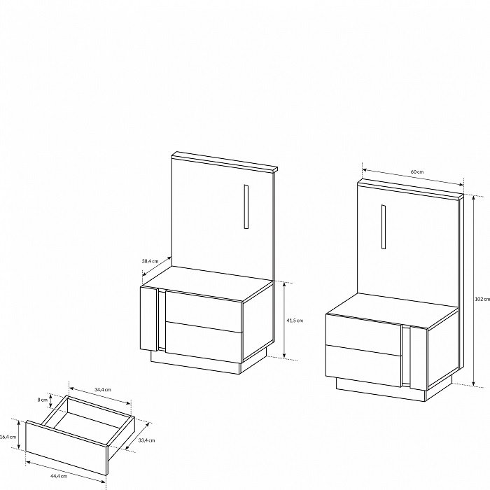 2 x Szafka Nocna Arco Biały + Dąb Grandson + Biały połysk
