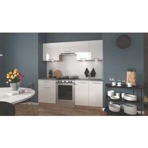 MARIJA 200 kuchnia zestaw korpus: dąb sonoma, fronty: biały połysk (7p=1kpl)