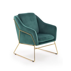 SOFT 3 fotel wypoczynkowy złoty stelaż, ciemny zielony