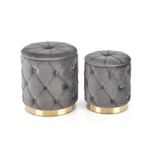 POLLY zestaw 2 puf, popiel (1p=2kpl)