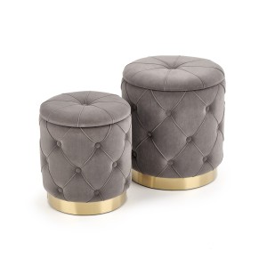 POLLY zestaw 2 puf, popiel (1p=2kpl)