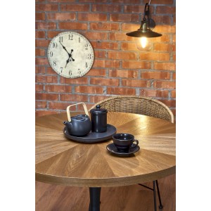 CARMELO stół okrągły, blat - orzech, noga - czarny