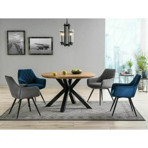 Stół ritmo dąb/czarny stelaż fi 120