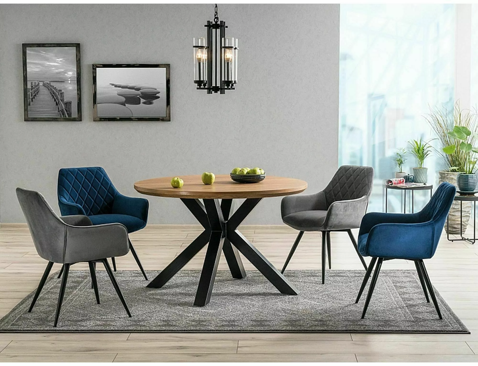 Stół ritmo dąb/czarny stelaż fi 120