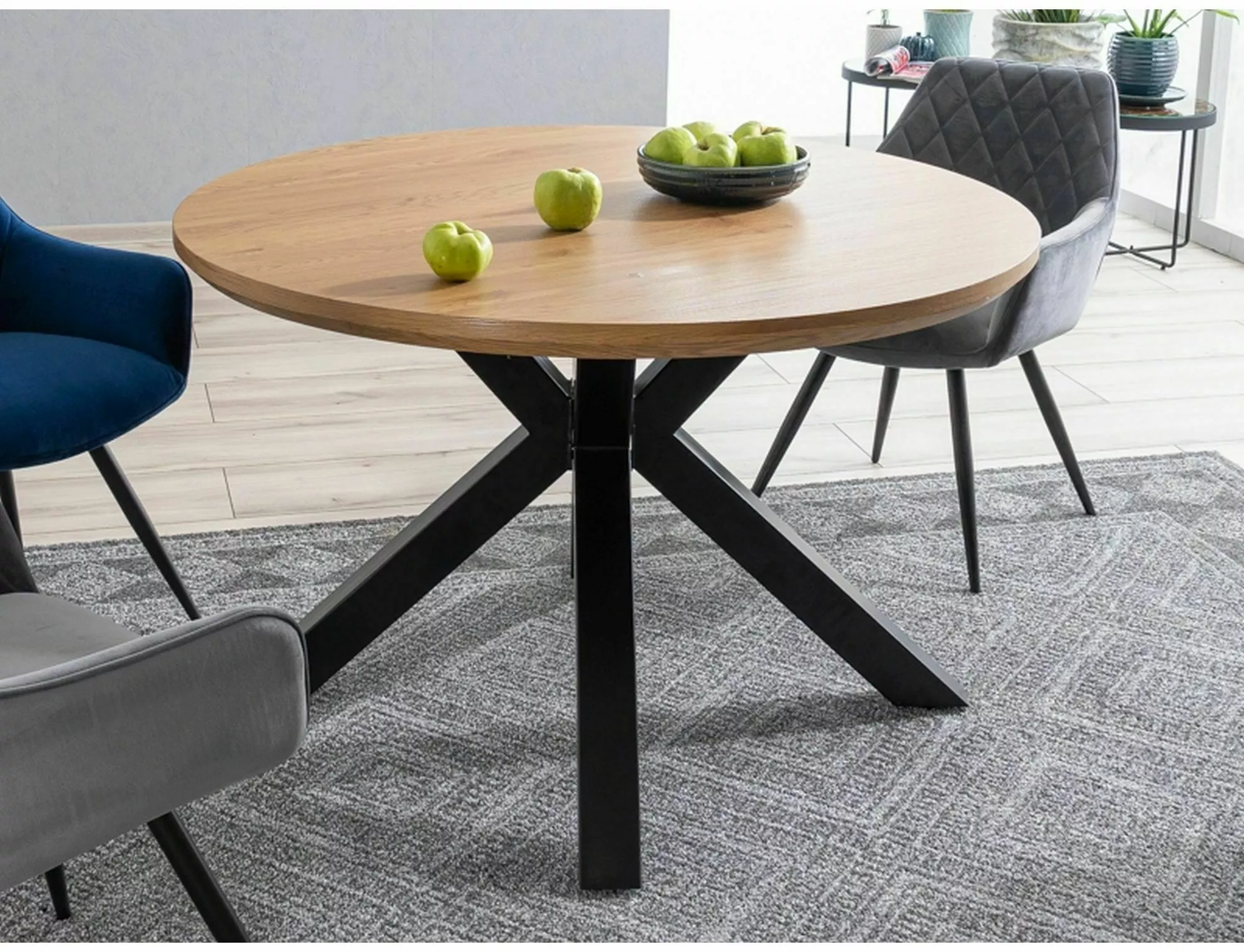 Stół ritmo dąb/czarny stelaż fi 120