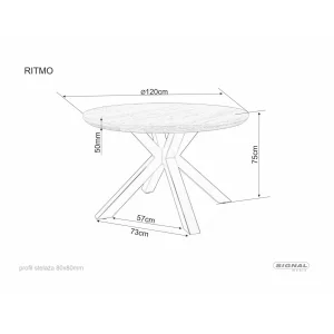 Stół ritmo dąb/czarny stelaż fi 120