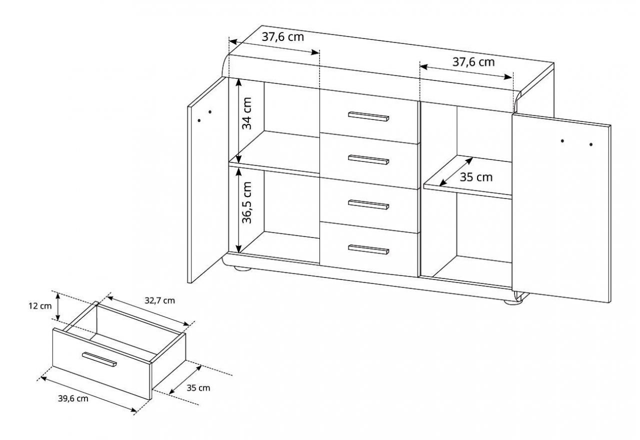 Komoda Link 140 Dąb Sonoma