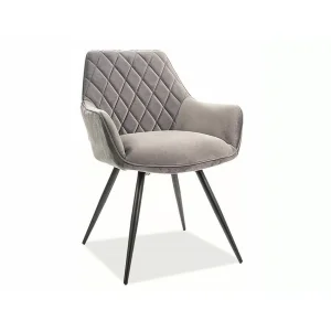 Krzesło linea velvet czarny stelaż/szary bluvel 14