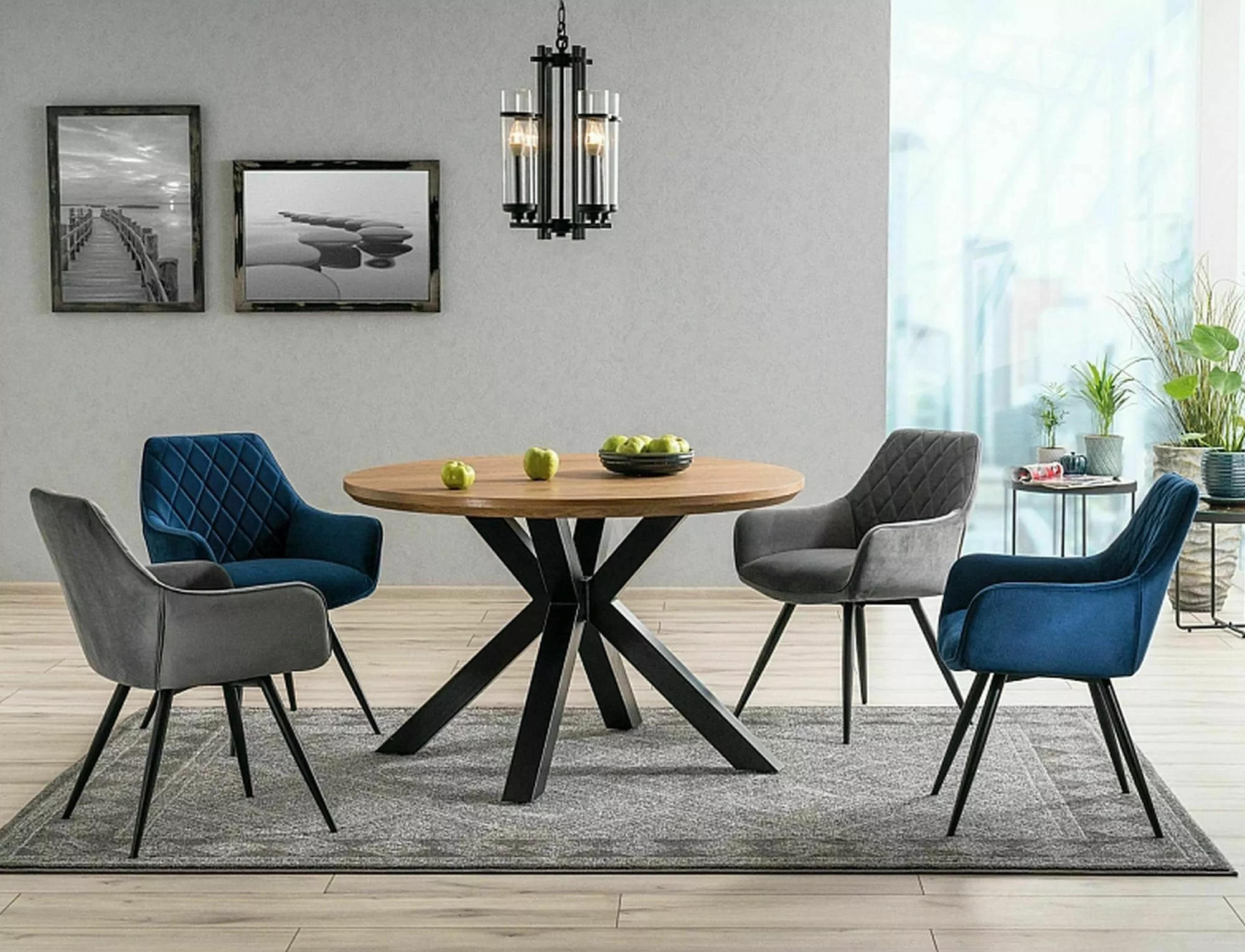 Krzesło linea velvet czarny stelaż/szary bluvel 14