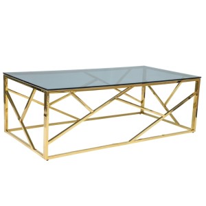 ława escada a szkło dymione/złoty 120x60