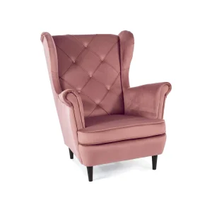 Fotel lady velvet róż antyczny bluvel 52 / wenge