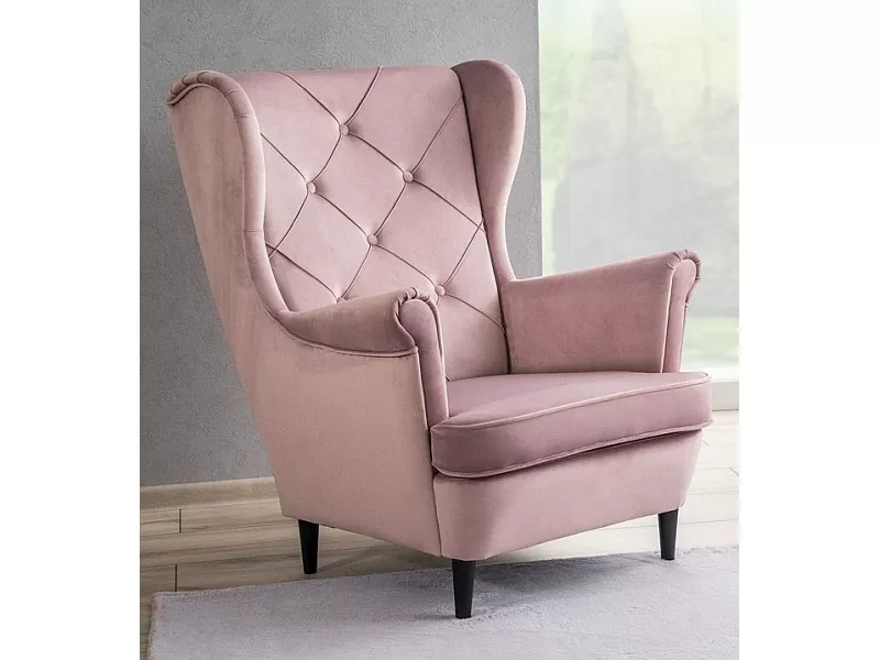 Fotel lady velvet róż antyczny bluvel 52 / wenge