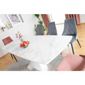 Stół saturn ii ceramic biały efekt marmuru/biały mat 160(210)x90