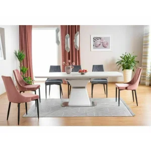 Stół saturn ii ceramic biały efekt marmuru/biały mat 160(210)x90