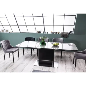 Stół pallas ceramic szary efekt marmuru/czarny mat 160(210)x90