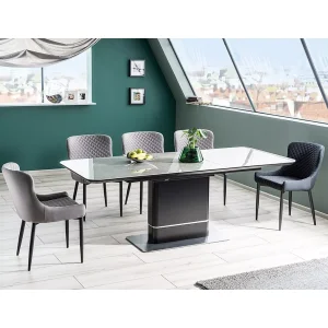 Stół pallas ceramic szary efekt marmuru/czarny mat 160(210)x90