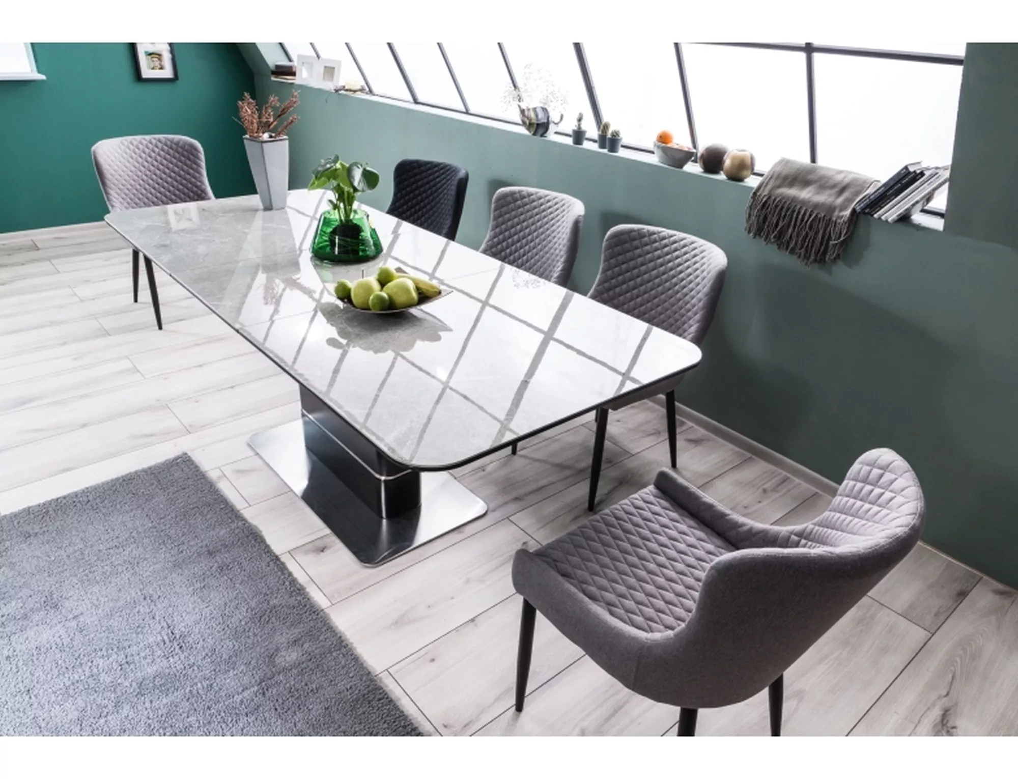 Stół pallas ceramic szary efekt marmuru/czarny mat 160(210)x90