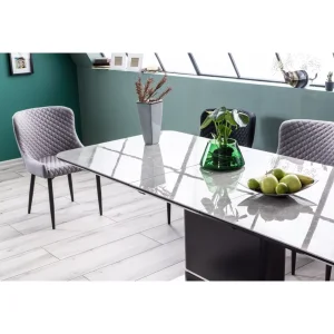 Stół pallas ceramic szary efekt marmuru/czarny mat 160(210)x90