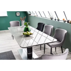Stół pallas ceramic szary efekt marmuru/czarny mat 160(210)x90