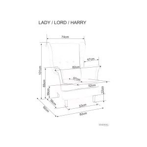 Fotel lady velvet zielony bluvel 78 / wenge