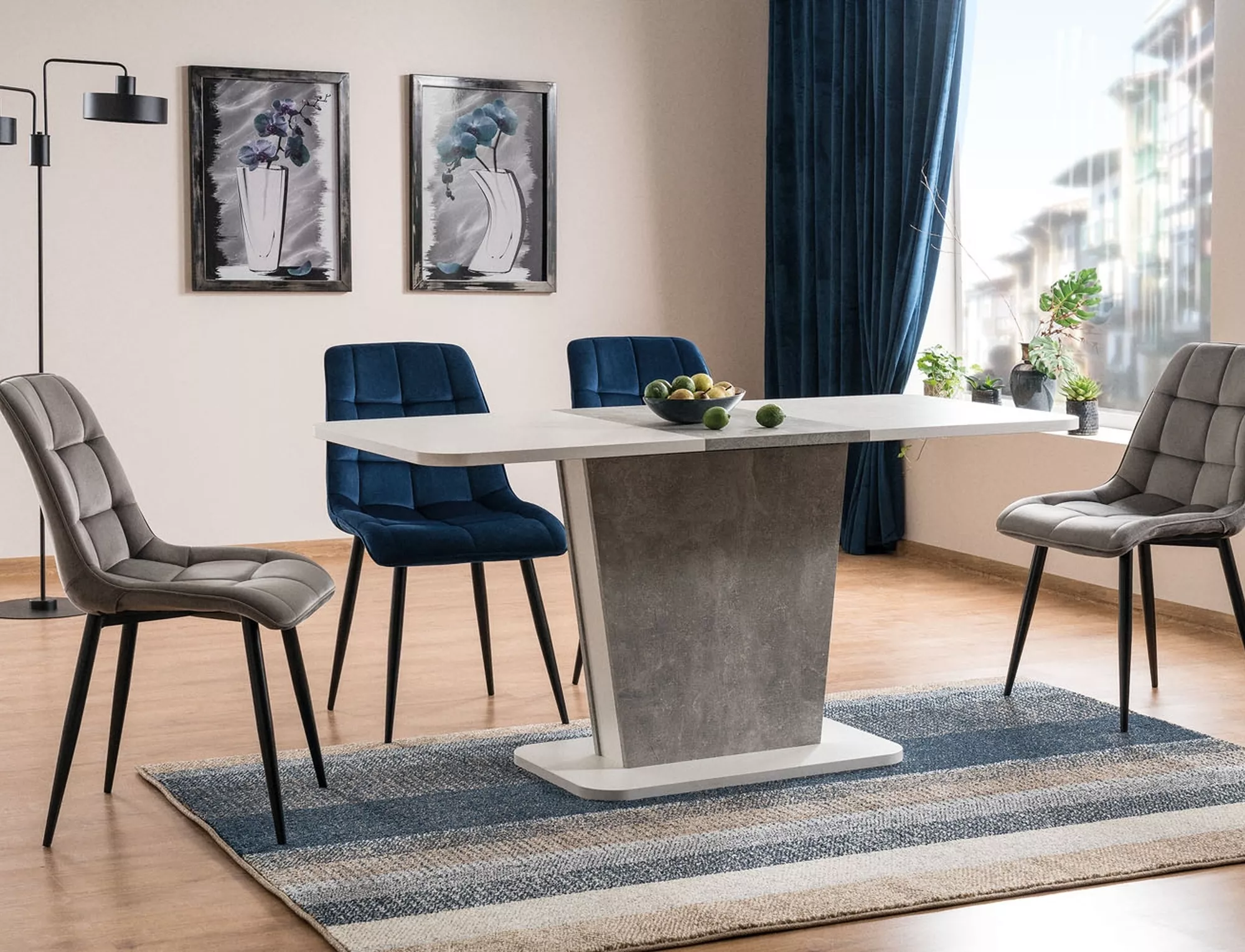 Krzesło chic velvet czarny stelaż/granatowy bluvel 86