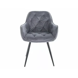 Krzesło cherry velvet czarny stelaż/szary bluvel14