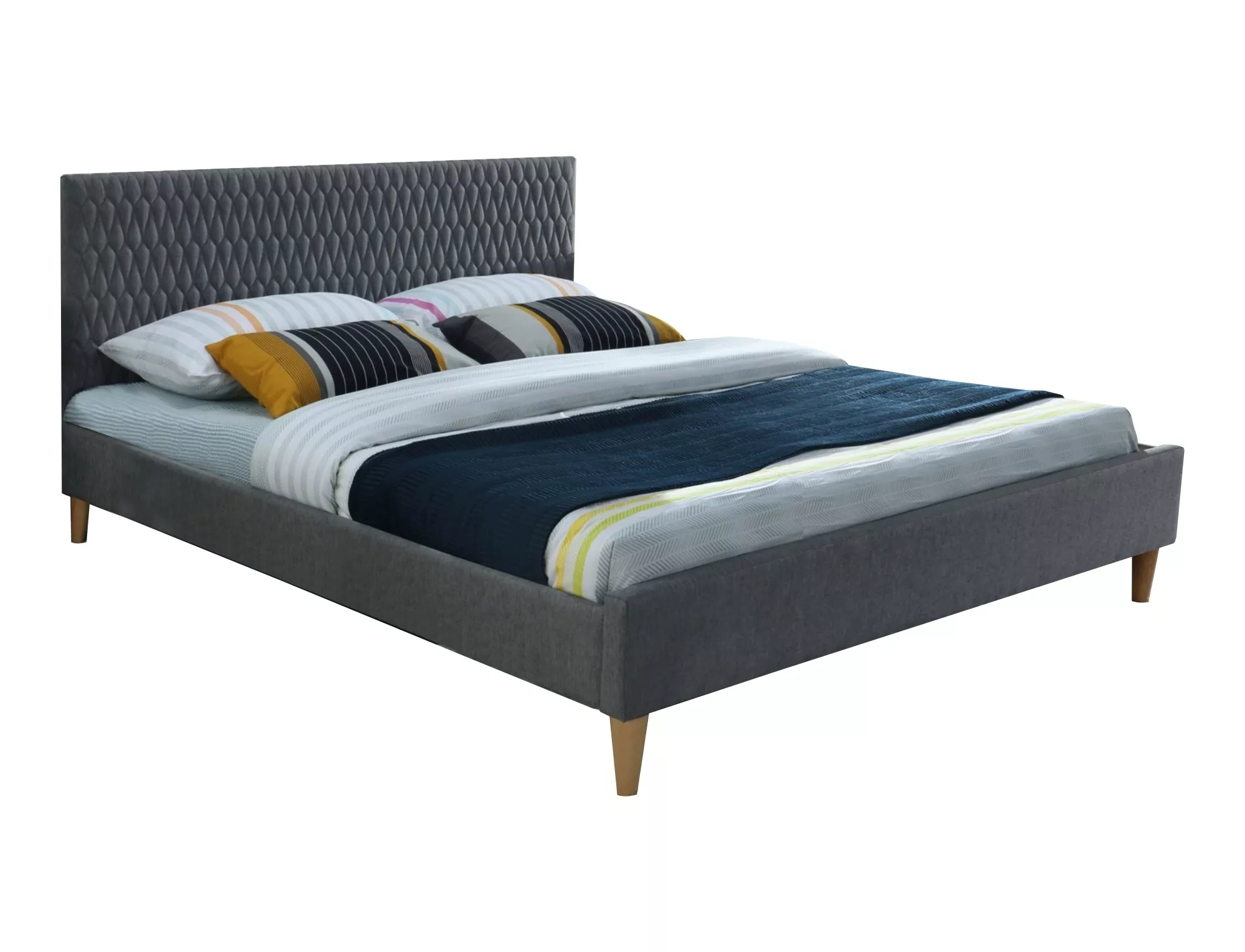 łóżko azurro velvet 140x200 kolor szary/dąb tapicerka bluvel 14