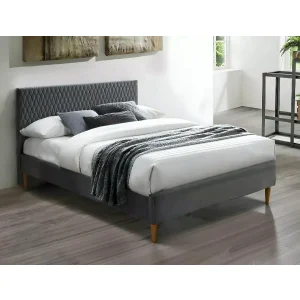 łóżko azurro velvet 140x200 kolor szary/dąb tapicerka bluvel 14